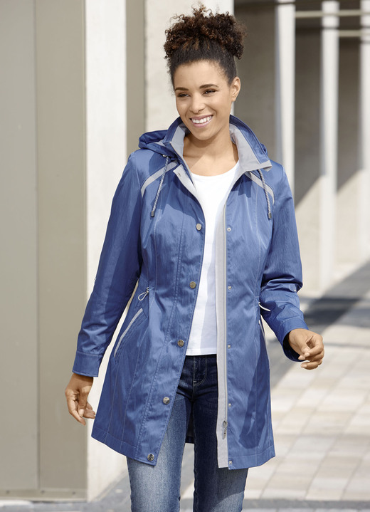 Lang - Longjacke mit krempelbaren Ärmeln Ansicht 2 Lang - Longjacke mit krempelbaren Ärmeln, in Größe 036 bis 054, in Farbe JEANSBLAU Ansicht 2