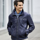 Lederjacken - Lederkurzjacke mit verstellbarem Ärmelbund – Farbe DUNKELBLAU – Ansicht 1 Lederjacken - Lederkurzjacke mit verstellbarem Ärmelbund, in Größe 046 bis 062, in Farbe DUNKELBLAU – Farbe DUNKELBLAU – Ansicht 1