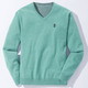 Uni - Modischer V-Pullover in 6 Farben – Farbe TÜRKIS MELIERT Uni - Modischer V-Pullover in 6 Farben, in Größe 046 bis 062, in Farbe TÜRKIS MELIERT