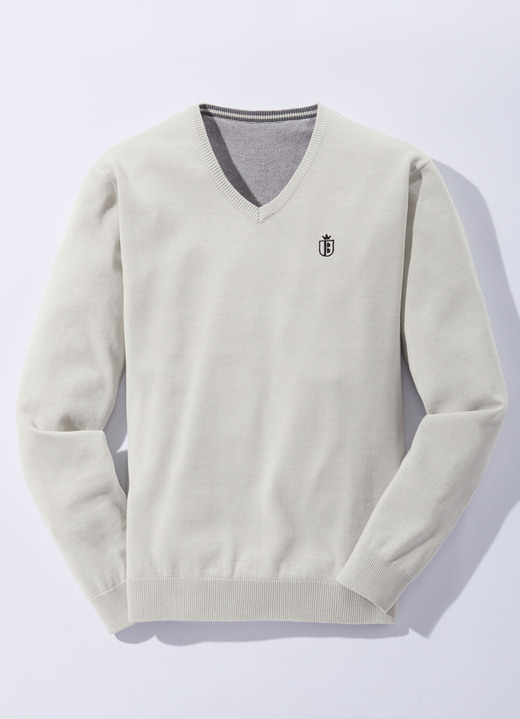 Uni - Modischer V-Pullover in 6 Farben Ansicht 6 Uni - Modischer V-Pullover in 6 Farben, in Größe 046 bis 062, in Farbe TÜRKIS MELIERT Ansicht 6