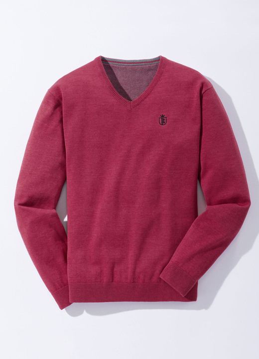 Uni - Modischer V-Pullover in 6 Farben Ansicht 5 Uni - Modischer V-Pullover in 6 Farben, in Größe 046 bis 062, in Farbe TÜRKIS MELIERT Ansicht 5