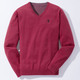 Uni - Modischer V-Pullover in 6 Farben – Farbe ROT MELIERT Uni - Modischer V-Pullover in 6 Farben, in Größe 046 bis 062, in Farbe TÜRKIS MELIERT