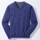 Uni - Modischer V-Pullover in 6 Farben – Farbe DUNKELBLAU MELIERT Uni - Modischer V-Pullover in 6 Farben, in Größe 046 bis 062, in Farbe TÜRKIS MELIERT