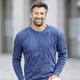 Uni - Rundhalspullover mit Strukturdessin in 3 Farben, in Größe 046 bis 062, in Farbe BLAU