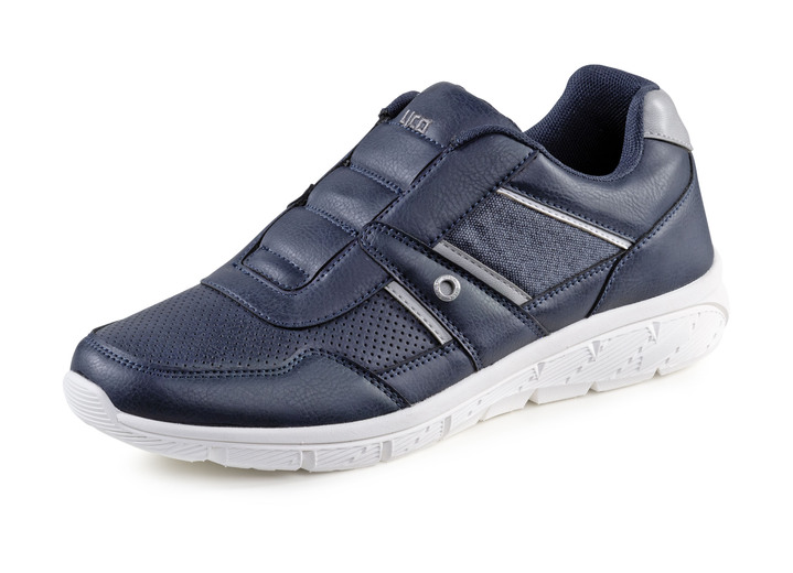 - Slipper aus Synthetik mit Textil-Einsätzen, in Größe 040 bis 046, in Farbe MARINE-GRAU Ansicht 1