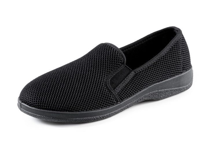 Hausschuhe - Leichte Herren-Hausschuhe, mit Gummizug, in Größe 040 bis 047, in Farbe SCHWARZ Ansicht 1