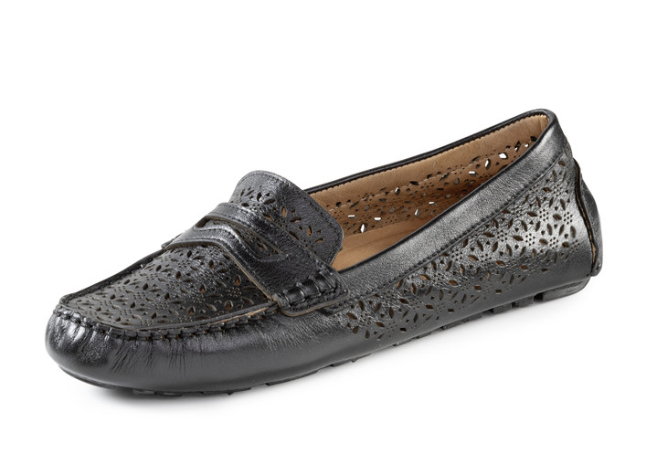 Slipper & Schnürschuhe - Gemini Slipper aus schattiertem Nappaleder, in Größe 036 bis 042, in Farbe SCHWARZ Ansicht 1
