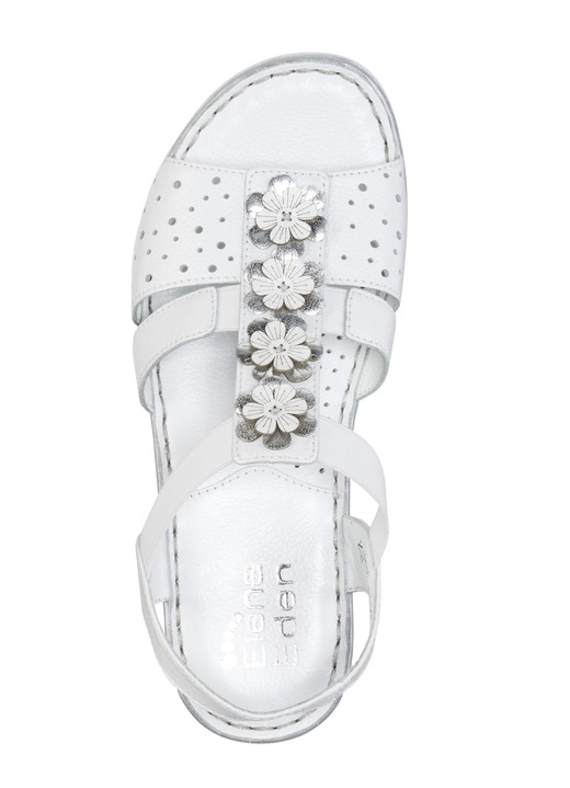 Sandaletten & Pantoletten - ELENA EDEN, sommerliche Damen-Sandalen, Weite G, aus Leder Ansicht 2 Sandaletten & Pantoletten - ELENA EDEN, sommerliche Damen-Sandalen, Weite G, aus Leder, in Größe 036 bis 042, in Farbe WEISS-SILBER Ansicht 2