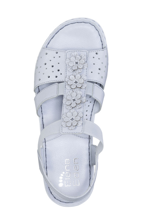 Sandaletten & Pantoletten - ELENA EDEN, sommerliche Damen-Sandalen, Weite G, aus Leder Ansicht 5 Sandaletten & Pantoletten - ELENA EDEN, sommerliche Damen-Sandalen, Weite G, aus Leder, in Größe 036 bis 042, in Farbe WEISS-SILBER Ansicht 5