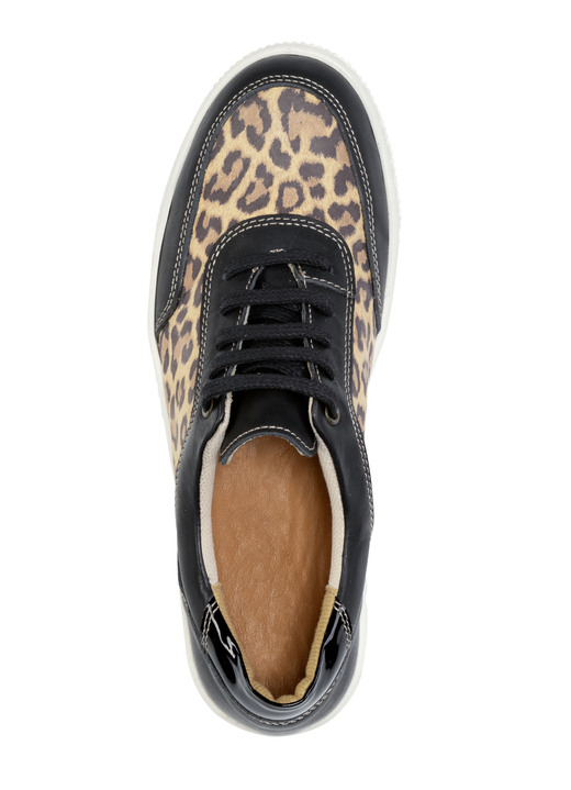 Slipper & Schnürschuhe - ELENA EDEN Schnürschuh mit cognacfarbenem Leo-Print, in Größe 036 bis 042, in Farbe SCHWARZ Ansicht 2