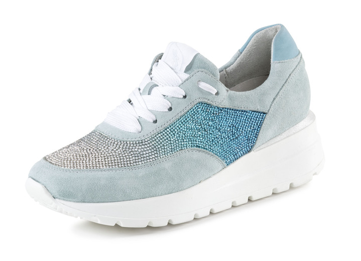 Damen - Waldläufer Sneaker mit farbverlaufenden, funkelnden Glitzersteinchen, in Größe 3 1/2 bis 8, in Farbe BLEU Ansicht 1