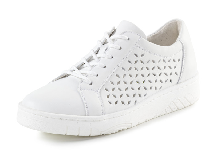 Slipper & Schnürschuhe - Waldläufer, sommerliche Damen-Sneaker, Weite H, mit herausnehmbarem Fußbett, in Größe 3 1/2 bis 8, in Farbe WEISS Ansicht 1