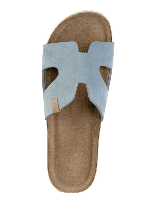 Sandaletten & Pantoletten - ELENA EDEN, sommerliche Damen-Pantoletten, aus Leder, in Größe 036 bis 042, in Farbe BLEU Ansicht 2