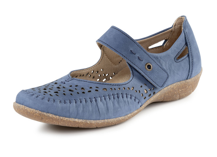 Schuhe - ELENA EDEN Slipper aus luftig durchbrochenem Leder, in Größe 035 bis 041, in Farbe JEANS Ansicht 1