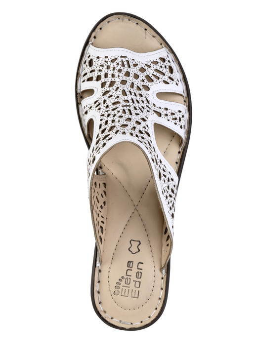 Sandaletten & Pantoletten - ELENA EDEN, sommerliche Damen-Pantoletten, aus Leder, in Größe 035 bis 041, in Farbe WEISS Ansicht 2