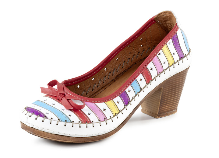 Pumps & Ballerina - Gemini, modische Damen-Pumps, Weite G, aus Leder, in Größe 036 bis 042, in Farbe WEISS-MULTICOLOR Ansicht 1