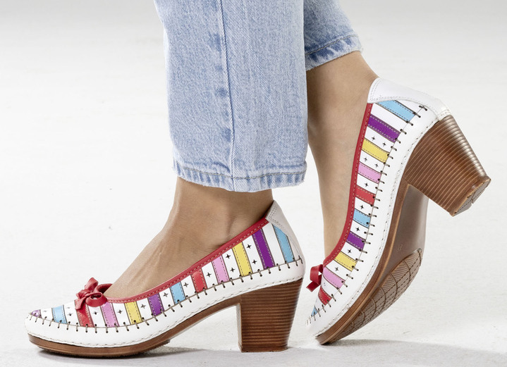 Pumps & Ballerina - Gemini, modische Damen-Pumps, Weite G, aus Leder, in Größe 036 bis 042, in Farbe WEISS-MULTICOLOR Ansicht 4