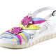 Sandaletten & Pantoletten - Gemini Sandale mit dekorativen Lederblüten, in Größe 036 bis 042, in Farbe WEISS-MULTICOLOR – Farbe WEISS-MULTICOLOR – Ansicht 1