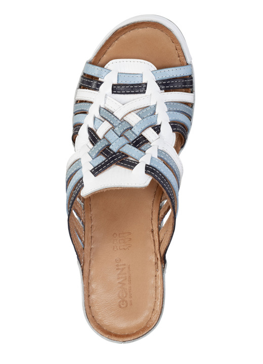 - Gemini Pantolette mit raffinerten Flechtriemchen, in Größe 036 bis 042, in Farbe WEISS-BLAU Ansicht 2