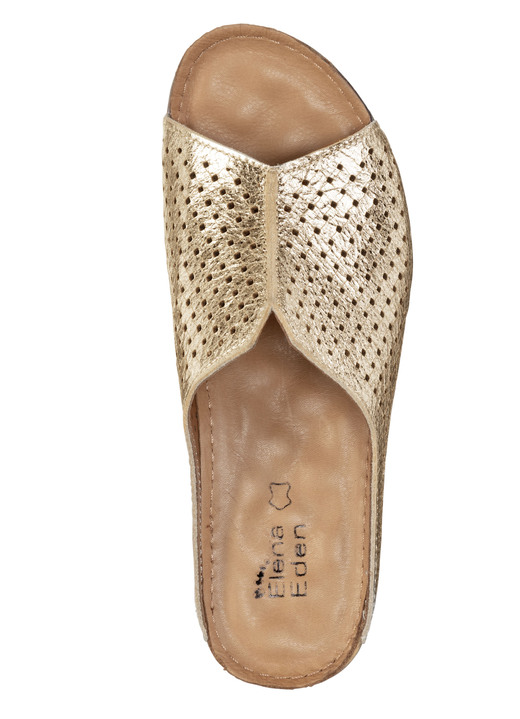 Sandaletten & Pantoletten - ELENA EDEN, sommerliche Damen-Pantoletten, aus Leder, in Größe 035 bis 042, in Farbe WEISS Ansicht 5