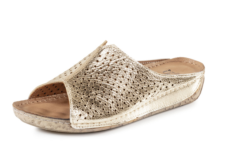 Sandaletten & Pantoletten - ELENA EDEN, sommerliche Damen-Pantoletten, aus Leder, in Größe 035 bis 042, in Farbe WEISS Ansicht 4