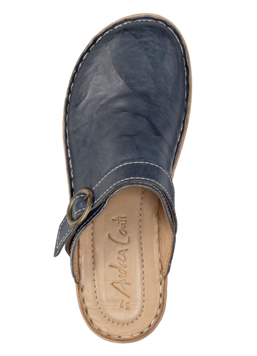 - Andrea Conti Clog aus Nappaleder mit Knitter-Struktur, in Größe 036 bis 041, in Farbe DUNKELBLAU Ansicht 2