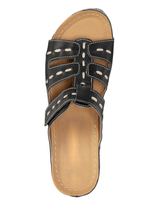 Sandaletten & Pantoletten - ELENA EDEN Pantolette aus Nappaleder mit Kontrast-Durchzügen, in Größe 036 bis 042, in Farbe SCHWARZ Ansicht 2