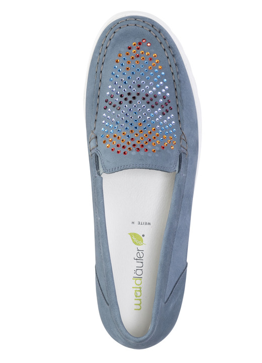 Slipper & Schnürschuhe - Waldläufer Mokassin-Slipper mit bunten Glitzersteinchen besetzt Ansicht 2 Slipper & Schnürschuhe - Waldläufer Mokassin-Slipper mit bunten Glitzersteinchen besetzt, in Größe 3 1/2 bis 8, in Farbe JEANS Ansicht 2