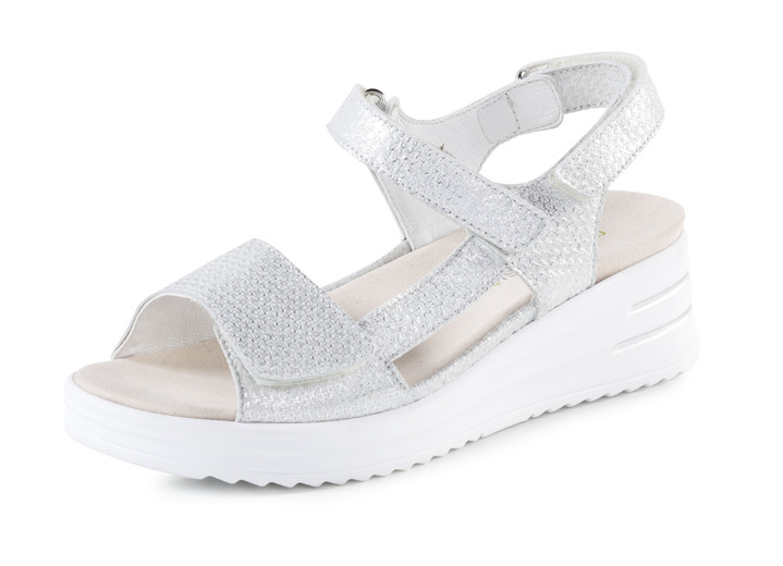 - Waldläufer Sandalette mit effektvoller Prägung, in Größe 3 1/2 bis 8, in Farbe SILBER Ansicht 1