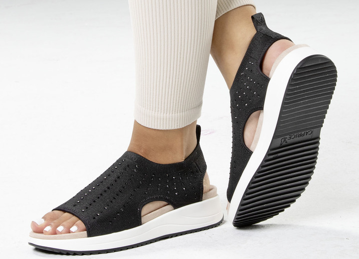 - Caprice Sandale mit schwarzen Glitzersteinchen, in Größe 036 bis 042, in Farbe SCHWARZ Ansicht 4