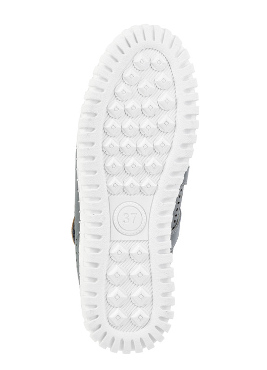 - ELENA EDEN Slipper aus Rind-Nappaleder mit braunem Besatz, in Größe 036 bis 042, in Farbe JEANS Ansicht 3