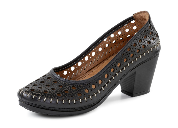 Pumps & Ballerina - Gemini, sommerliche Damen-Pumps, Weite G, aus Leder, in Größe 036 bis 042, in Farbe JEANS Ansicht 5