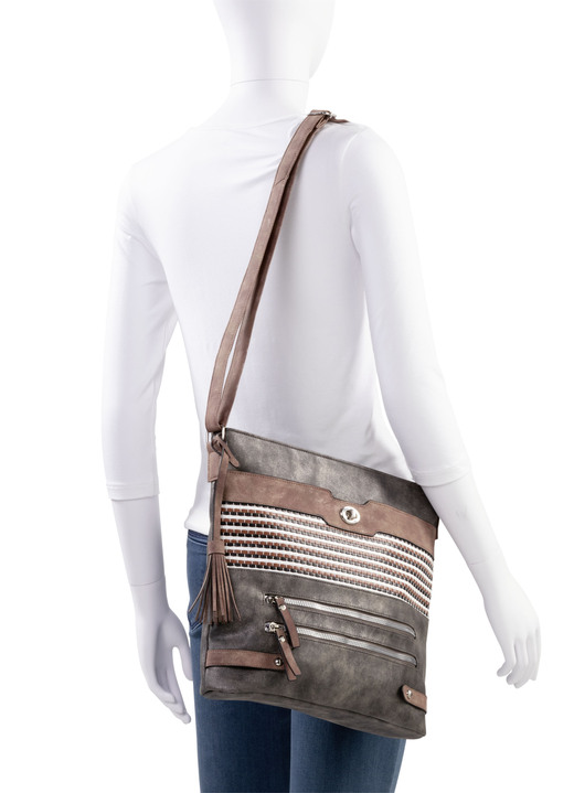 Taschen - Tasche mit teilweise glitzernden Flechtdurchzügen, in Farbe JEANS Ansicht 6