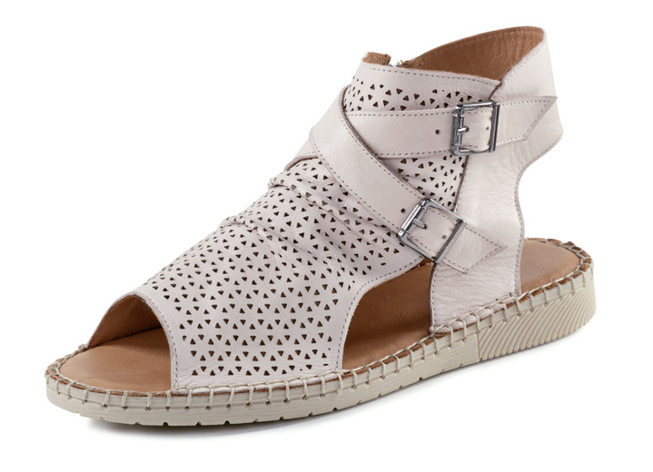 Sandaletten & Pantoletten - Gemini Sandale aus weichem Nappaleder mit Zierperforation, in Größe 036 bis 042, in Farbe SCHWARZ Ansicht 4