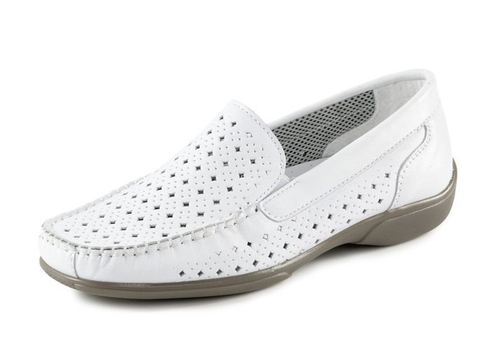 SALE - ELENA EDEN, sommerliche Damen-Slipper, Weite H, mit herausnehmbarem Fußbett, in Größe 036 bis 042, in Farbe WEISS Ansicht 1
