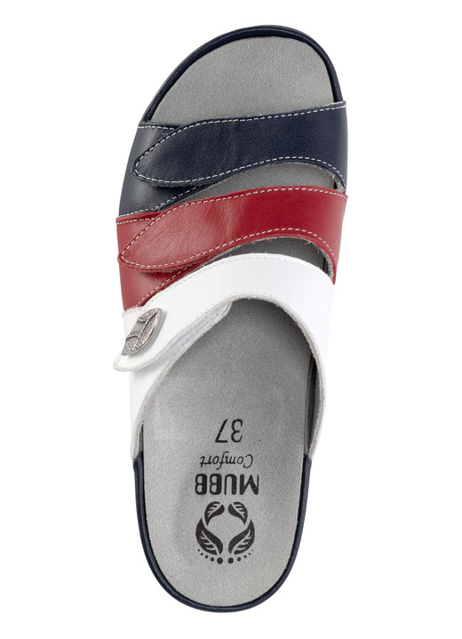 - Mubb Pantolette aus Nappaleder mit Metallschmuck, in Größe 036 bis 042, in Farbe BLAU-ROT-WEISS Ansicht 2
