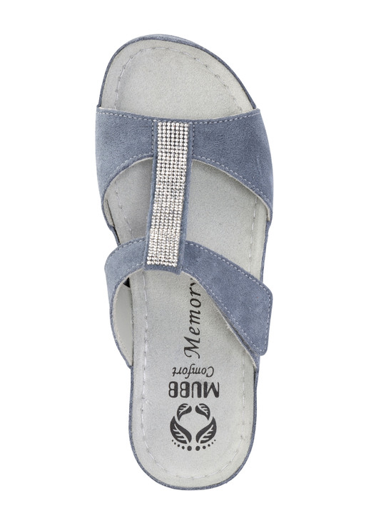 Sandaletten & Pantoletten - Mubb Pantolette mit funkelnden Glitzersteinchen, in Größe 036 bis 042, in Farbe JEANS Ansicht 2