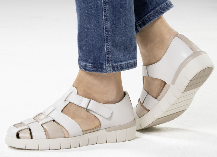 Slipper & Schnürschuhe - ELENA EDEN, sommerliche Damen-Slipper, Weite H, mit herausnehmbarem Fußbett, in Größe 036 bis 042, in Farbe ECRU-BEIGE Ansicht 4