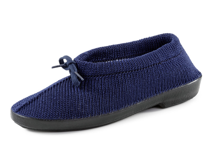 Slipper & Schnürschuhe - Slipper aus elastischem Strickmaterial mit Schnürung, in Größe 036 bis 042, in Farbe MARINE Ansicht 1