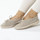 Slipper & Schnürschuhe - Slipper aus elastischem Strickmaterial mit Schnürung – Farbe GOLDBEIGE – Ansicht 4 Slipper & Schnürschuhe - Slipper aus elastischem Strickmaterial mit Schnürung, in Größe 036 bis 042, in Farbe SCHWARZ – Farbe GOLDBEIGE – Ansicht 4