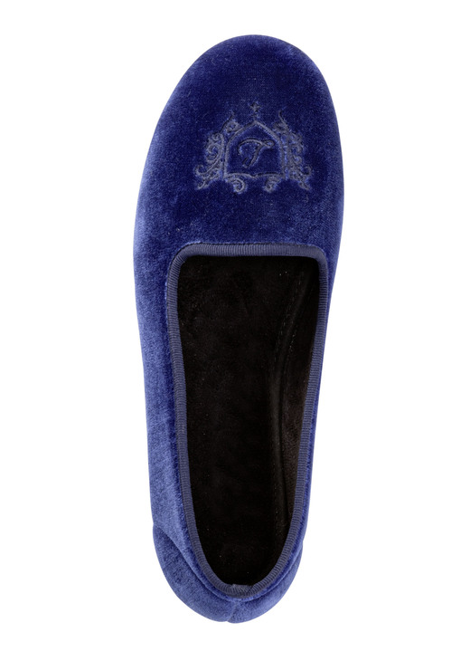 Hausschuhe - Laurina Haus-Ballerina mit stilvoller Stickerei, in Größe 036 bis 042, in Farbe ROYALBLAU Ansicht 2
