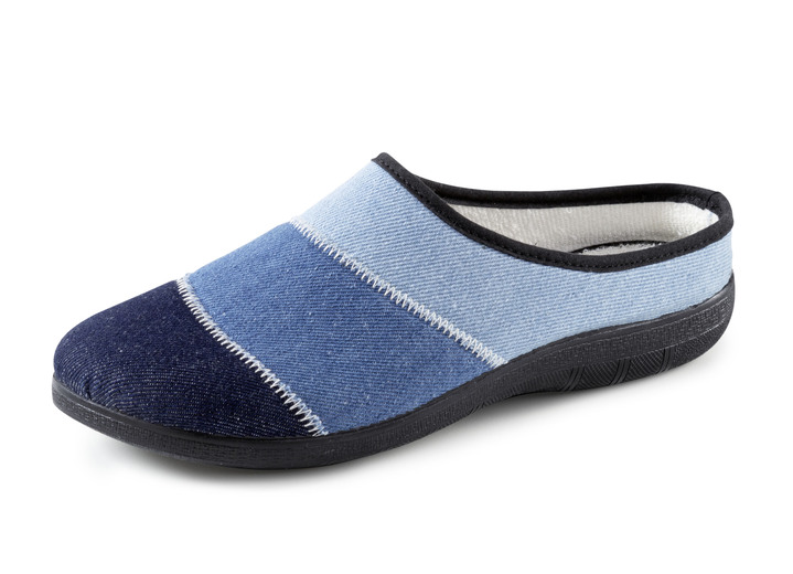 - Laurina Pantoffel aus Baumwoll-Jeansstoff, in Größe 036 bis 042, in Farbe BLAU Ansicht 1