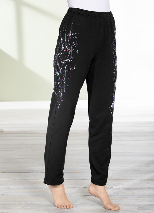 Freizeithosen - Hose mit tollem Floral Dessin, in Größe 018 bis 054, in Farbe MARINE Ansicht 5