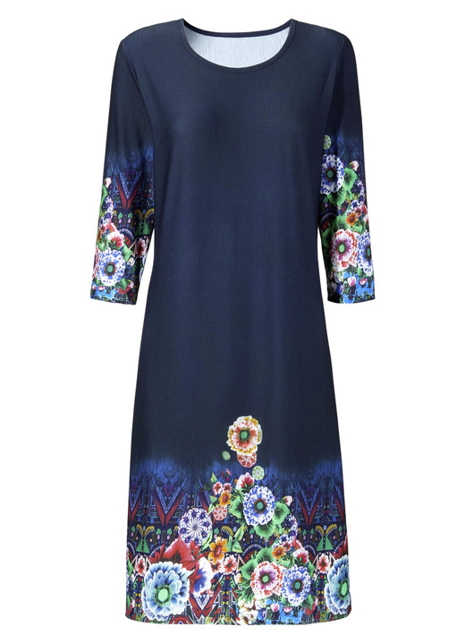 - knielanges Nachthemd von Laurina mit Bordürendruck, in Größe 036 bis 054, in Farbe MARINE-BUNT Ansicht 2