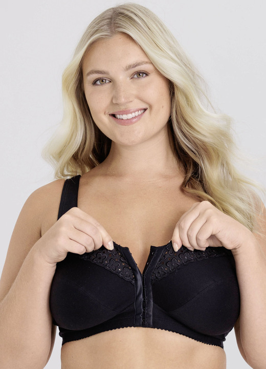 - Miss Mary BH mit Vorderverschluss, in Größe 080 bis 105, in Cup E, in Farbe SCHWARZ Ansicht 1