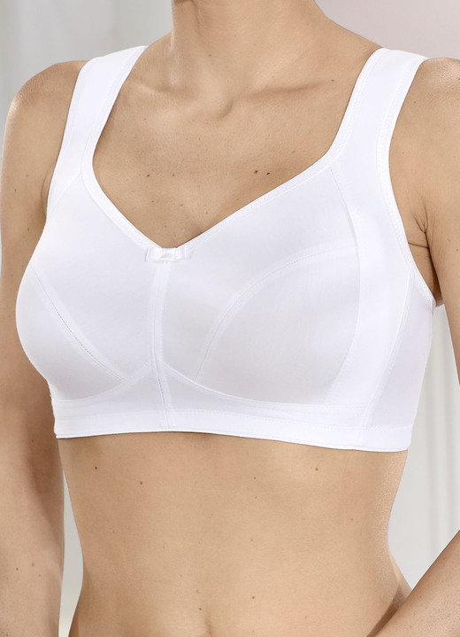 Soft-BH - Miss Mary BH mit atmungsaktivem Baumwolleinsatz, in Größe 080 bis 110, in Cup E, in Farbe WEISS Ansicht 3