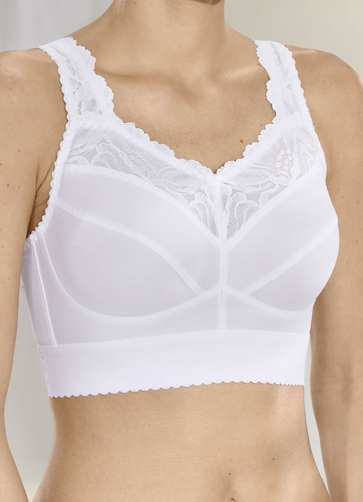 Soft-BH - BH mit Elastikspitze im Vorderteil, in Größe 080 bis 120, in Cup B, in Farbe WEISS Ansicht 1