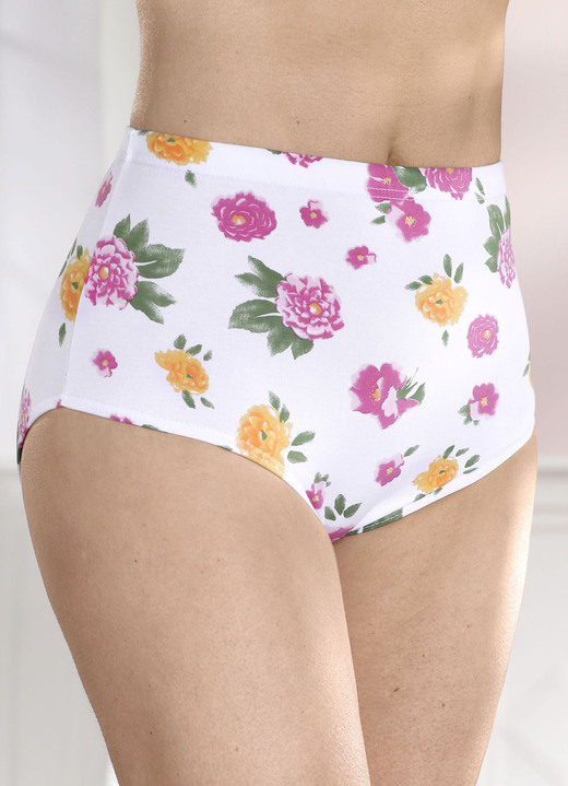 Slips - Viererpack Slips mit Gummizug im Bund, in Größe 038 bis 056, in Farbe WEISS-PINK-BUNT Ansicht 2