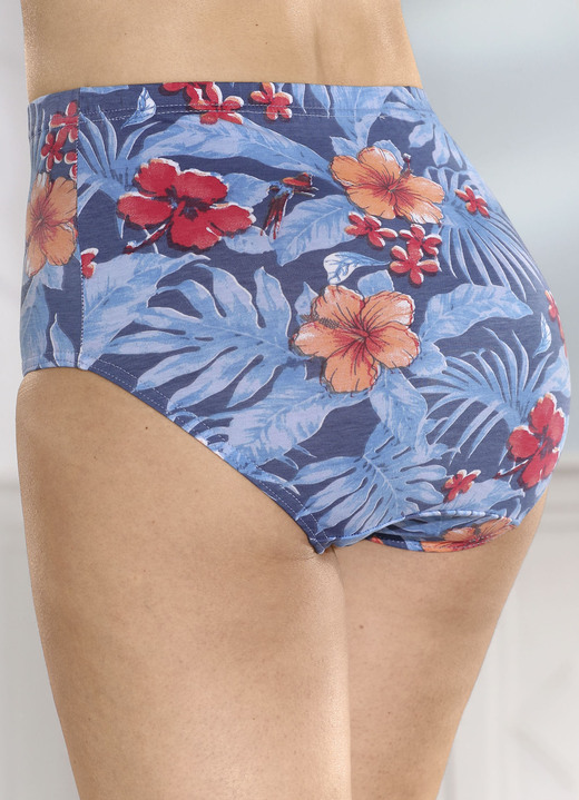 Slips - Laurina Viererpack Slips mit Floraldessin, in Größe 038 bis 056, in Farbe JEANSBLAU-BUNT Ansicht 2
