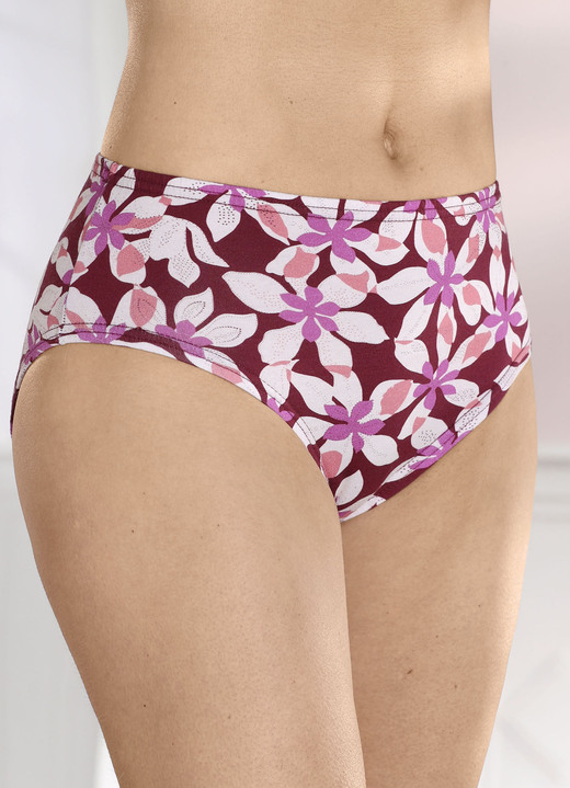 - Viererpack Slips mit Gummizug im Bund, in Größe 036 bis 052, in Farbe BORDEAUX-PINK-APRICOT Ansicht 2